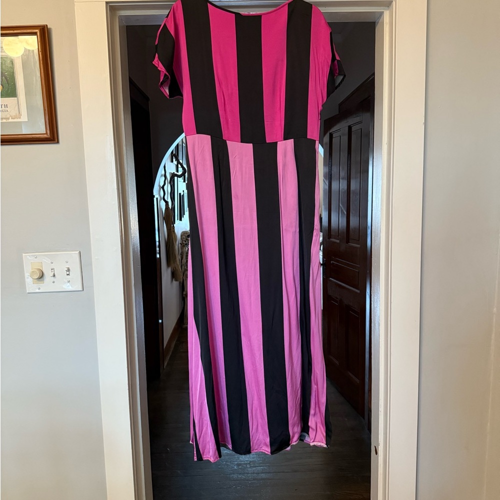 Pink and Black Striped Dress